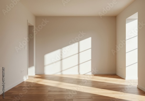 Wallpaper Mural Empty apartment room with bright natural light flooding the smooth wooden floor and pale walls, ready for new tenants, daylight, real estate, housing Torontodigital.ca