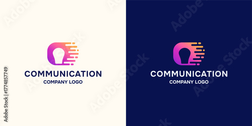 Dynamic Communication Company Logo with Gradient Speeding Location Pin