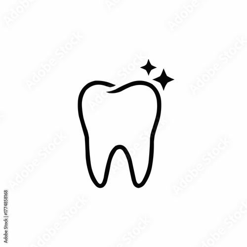 Illustration of a single tooth with two stars indicating cleanliness and shine