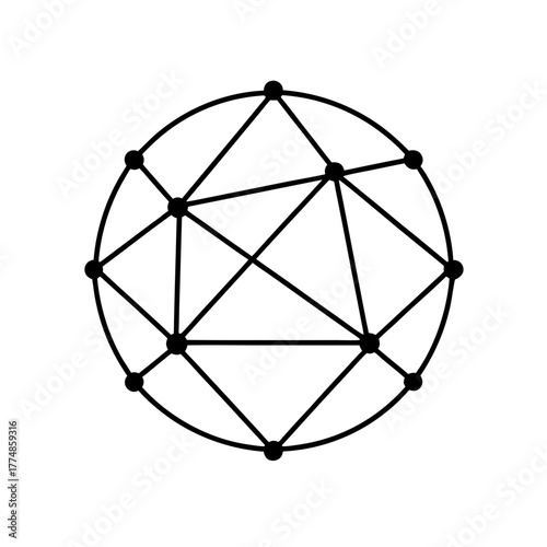 Geometric shape within circular outline silhouette