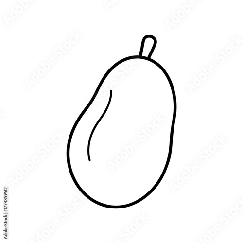 Simple outline drawing of a single mango silhouette