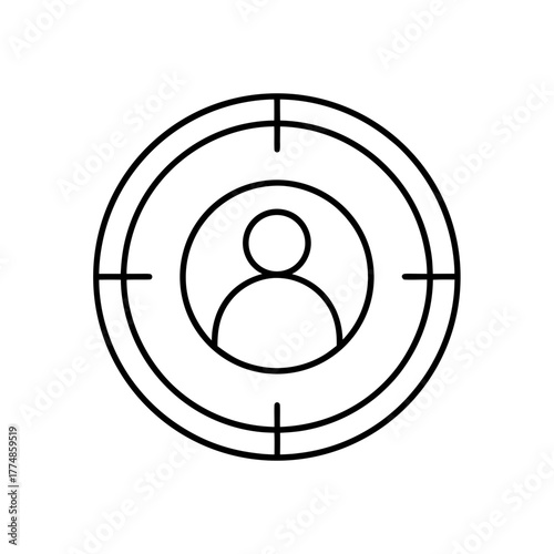 Person inside of a target line drawing silhouette