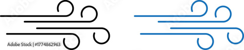 Stylized wind icons black and blue