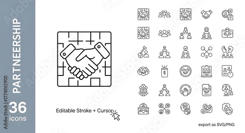 Professional Outline Icons for Volunteer Collaboration Set
