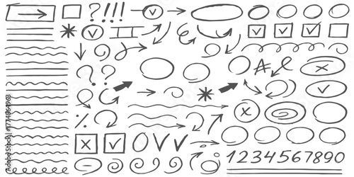 A seamless vector pattern set of hand-drawn doodle and sketch alphabet letters and math formula numbers on a chalkboard background for school design and illustration