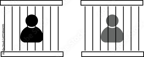 Two silhouetted figures trapped behind bars in separate cages