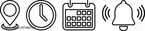 Location time calendar and notification icons