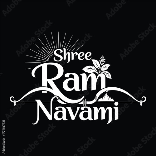 Shree Ram Navami Festival Logo with Traditional Bow and Arrow Motif