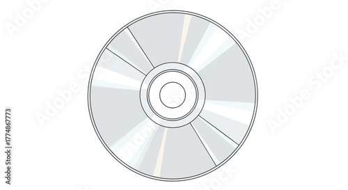 An illustrative graphic of a blank silver compact disc, often referred to as a CD or DVD, featuring a reflective surface and a central hole, isolated on a pure white background.