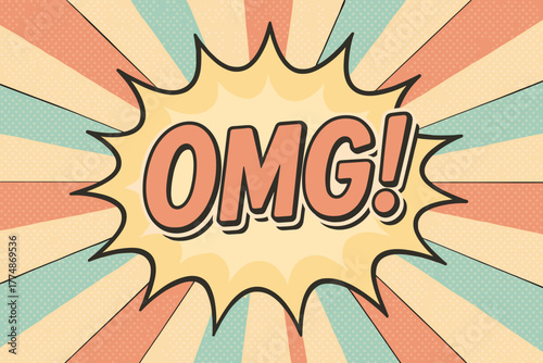 Retro pop art comic explosion with omg text