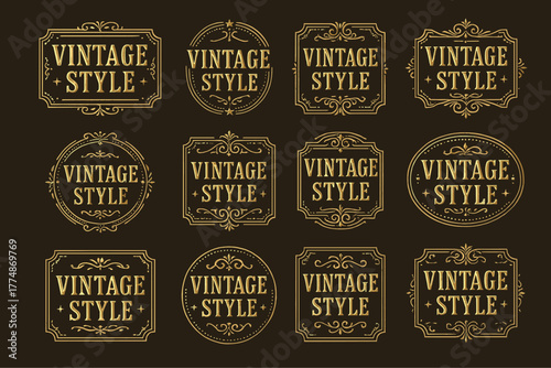 Elegant vintage labels set with ornamental design and retro typography