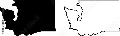 Outline map of a rectangular area with irregular western border