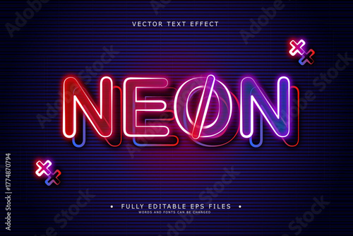 Neon Text Effect Vector Graphic