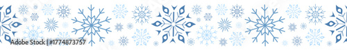 Seamless ornament with blue and snowflakes on a white background