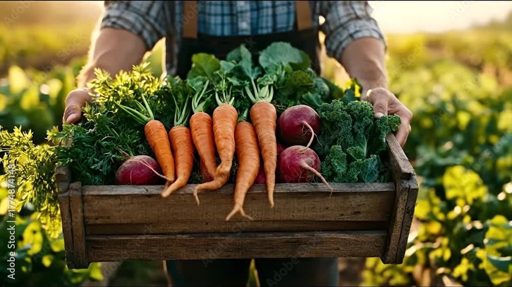 custom made wallpaper toronto digitalFarmer holding fresh vegetables from garden
