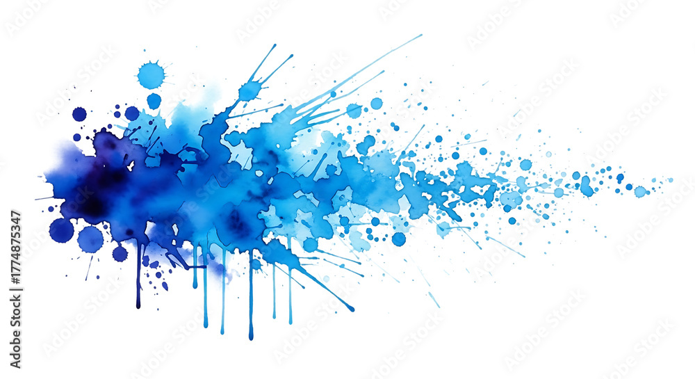 Naklejka premium Abstract blue watercolor splash isolated on transparent background for design use