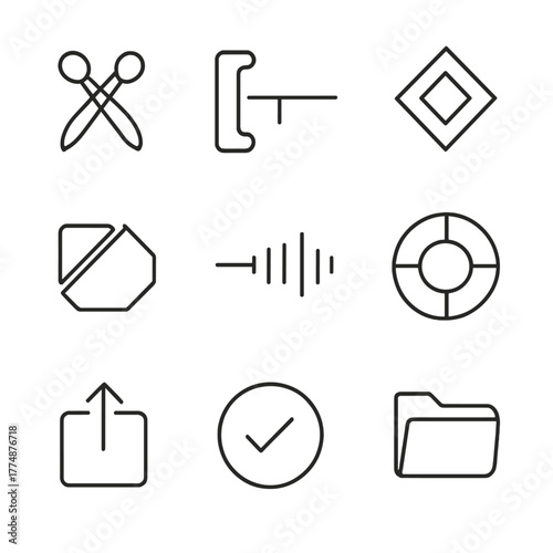 Video Editing Icons. Outline icon set of parking and tolls: parking P, toll booth, ticket dispenser, barrier