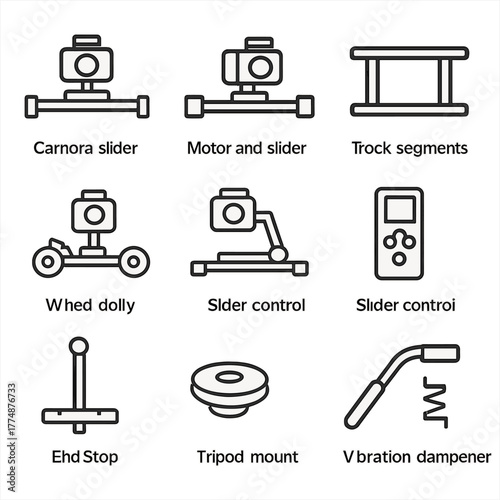 Film Equipment Icons. Outline icon set of reflectors and flags: silver reflector, gold reflector, white