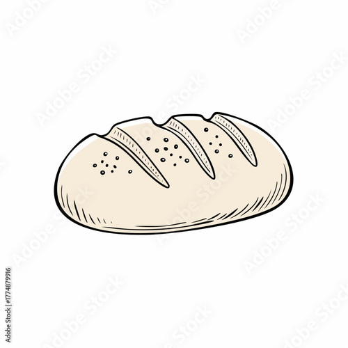 Freshly baked sourdough loaf awaits tasting on table in rustic bakery