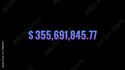  Animated Money Number Counter from 0 to 1B Dollars. Dollar Counting, Business Profit, Numeric Counter, Increasing Digits with $ Sign. 4K Stock Footage.