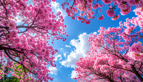 Pink Trumpet Trees Blooming