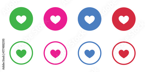 Love and Affection: A set of colorful heart icons, a universal symbol of love and affection. Perfect for expressing a range of emotions in the digital landscape. 