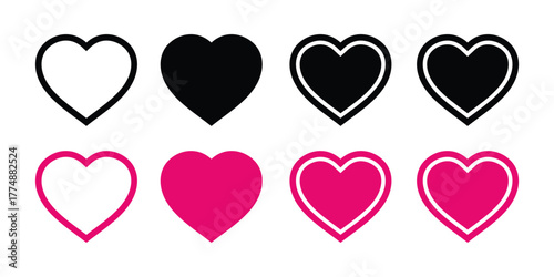 Hearts of Affection: A set of eight hearts with various styles, exuding affection and warmth. Each heart is a symbol of love, care and passion.