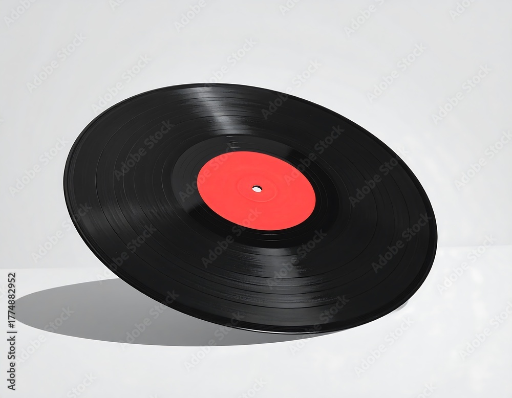 Obraz premium Vinyl Record on White Background - A Timeless Music Icon.