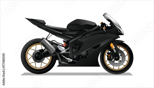 black Icon motor bike art design side view vector template