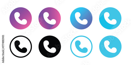 Colorful Communication Icons: A set of vibrant phone icons representing modern communication, offering a sleek and versatile visual language for various design projects.