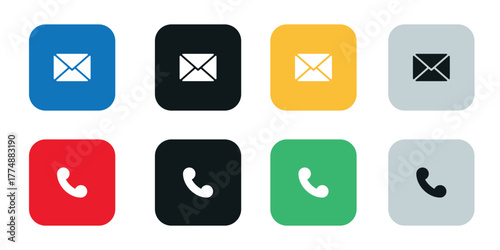 Icons of Communication: A vibrant display of communication icons, each square representing different methods for connection, from email to phone calls. A visual representation of staying connected.