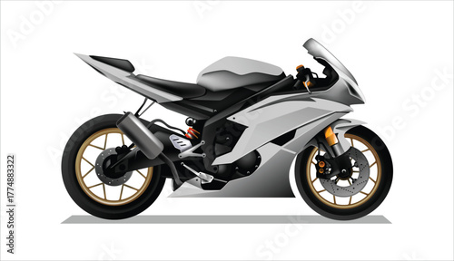 white Icon motor bike art design side view vector template