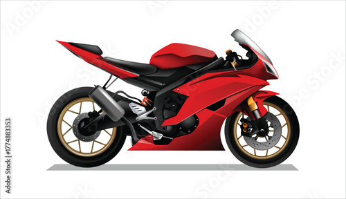 red Icon motor bike art design side view vector template