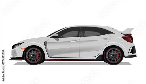 white high class realistic white sedan coupe sport elegant new fast race car urban electric power style model benz lifestyle business work modern art design vector isolated side view body