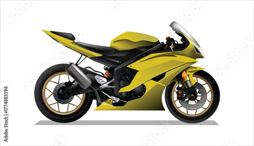 yellow Icon motor bike art design side view vector template