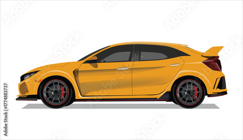 orange high class realistic white sedan coupe sport elegant new fast race car urban electric power style model benz lifestyle business work modern art design vector isolated side view body