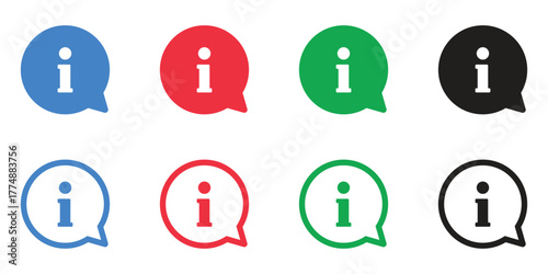 Information Icons in Vivid Color: A collection of vibrant information icons in various colors, each conveying the essence of knowledge and assistance, ready to enhance any digital interface.