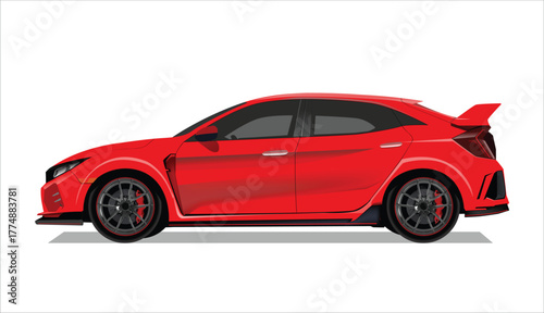 red high class realistic white sedan coupe sport elegant new fast race car urban electric power style model benz lifestyle business work modern art design vector isolated side view body