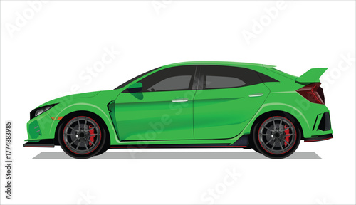 green high class realistic white sedan coupe sport elegant new fast race car urban electric power style model benz lifestyle business work modern art design vector isolated side view body
