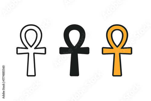 Minimalist Hieroglyph Trio. Minimalist hieroglyph icon: three identical ancient Egyptian hieroglyph symbols in a row, first in