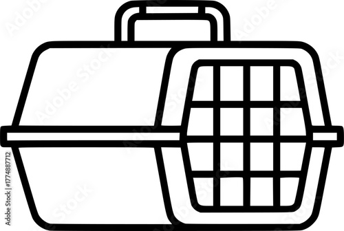 Pet carrier crate outline icon vector
