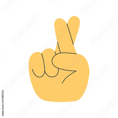 Hand with crossed fingers. Lucky, make a wish, supersitition, false promise concept. Isolated vector illustration