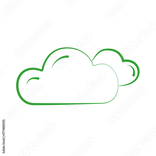 Minimalist cloud icon with flowing outline and smooth curves, clean and modern style, perfect for eco, web, and weather design