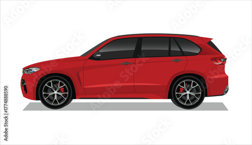 red high class realistic white suv mpv coupe sport elegant new fast race car urban electric power style model benz lifestyle business work modern art design vector isolated side view body