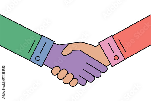 Two hands shake in agreement and partnership, symbolizing a successful business transaction.