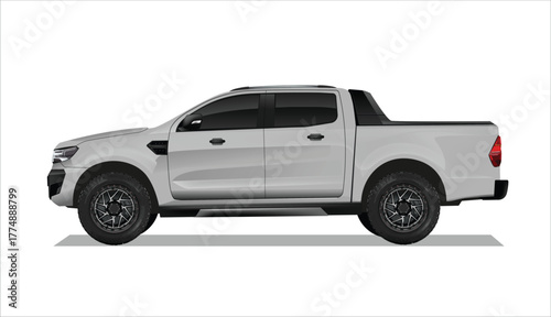 white icon logo sign truck car off road side view 4x4 4wd 3d auto motor art ram suv race power art 3d color car vector power trip pick up model diesel rally