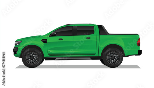 green icon logo sign truck car off road side view 4x4 4wd 3d auto motor art ram suv race power art 3d color car vector power trip pick up model diesel rally