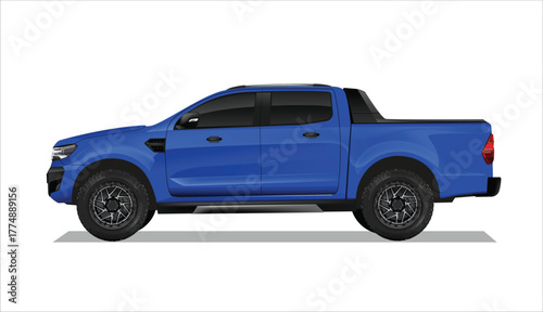 blue icon logo sign truck car off road side view 4x4 4wd 3d auto motor art ram suv race power art 3d color car vector power trip pick up model diesel rally