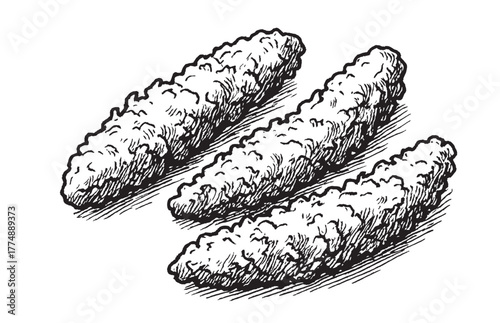 Hand-Drawn Fried Food Illustration | Crispy Snack Engraving Vector