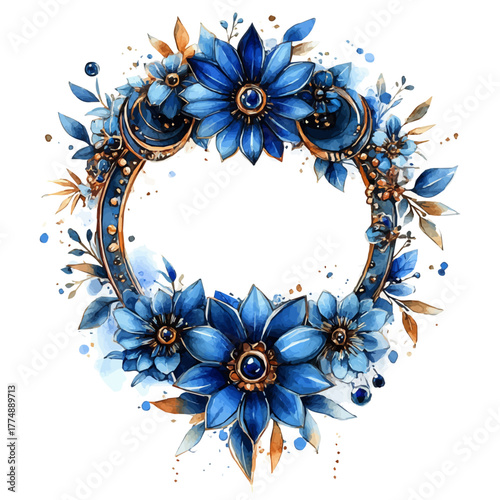 Fantasy Septum Jewelry, watercolor vector, isolated on a white background.